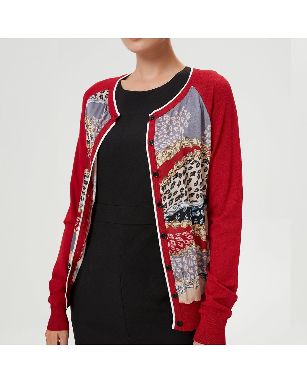 Smart and Joy Black Cardigan Printed
