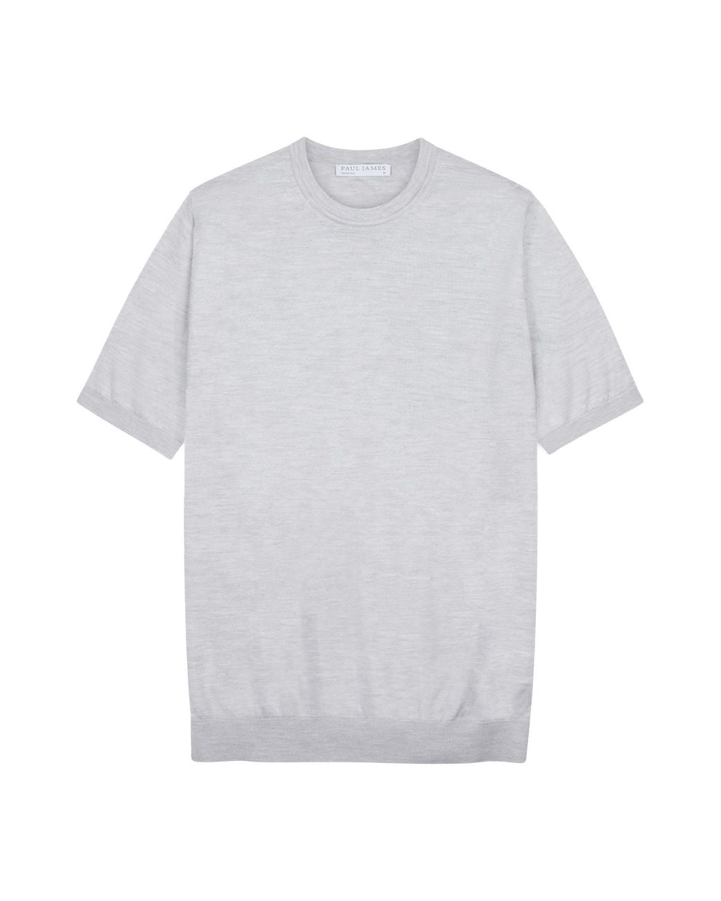 Paul James Knitwear White Superfine Merino Silk Bellini Short Sleeve Jumper for men