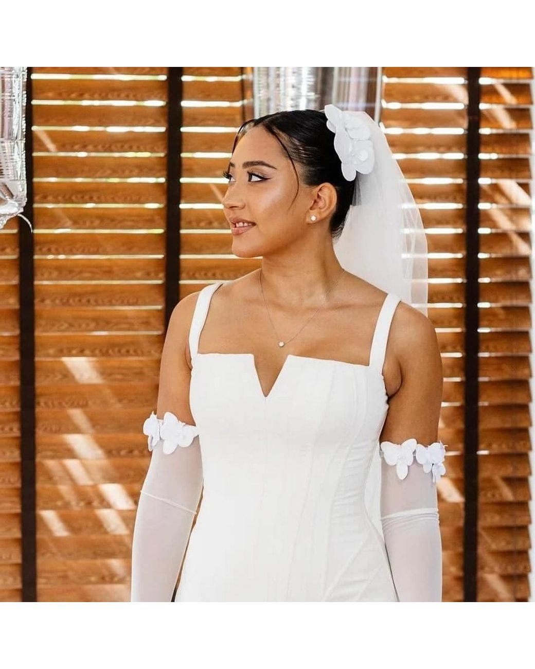 Yeva Sebastia White Orchid Bridal Hair Comb