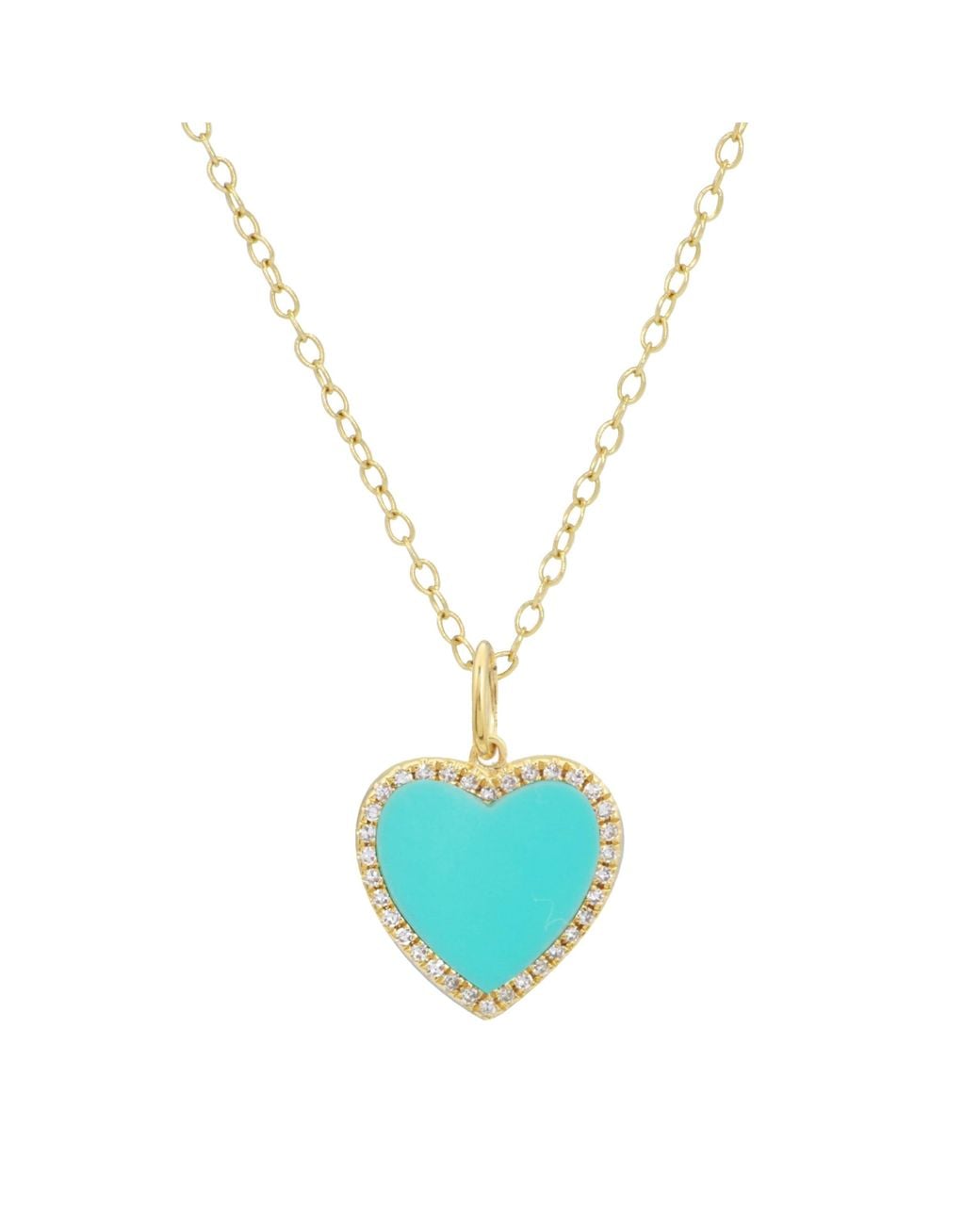 KAMARIA Metallic Heart Necklace With Diamonds On Paperclip Link Chain