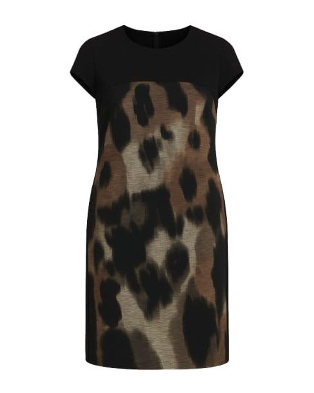 Conquista Black Abstract Print Sack Dress With Pockets