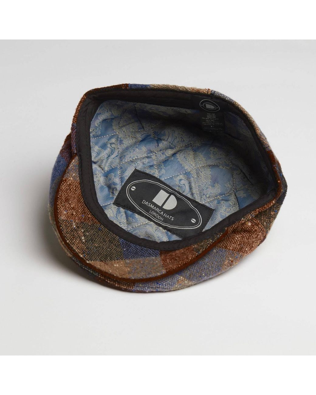 Dasmarca Hats Brown Tailor Checks Ukranian Tweed Wool Cap For for men