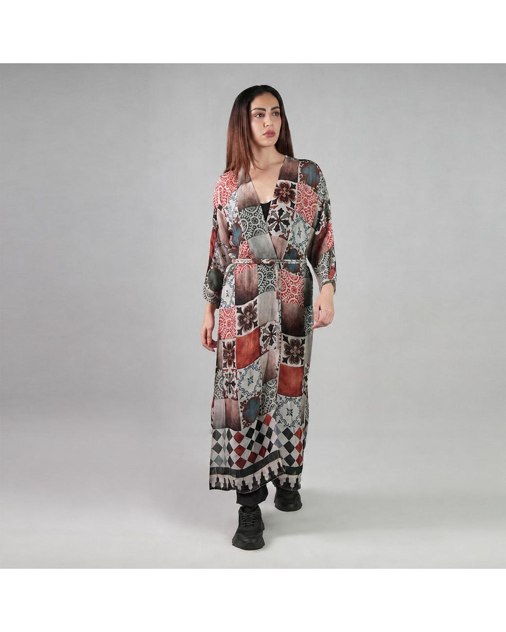 DHARA SHETH DUBAI Multicolor Celestial Tesserae Mosaic Print Kimono Dress