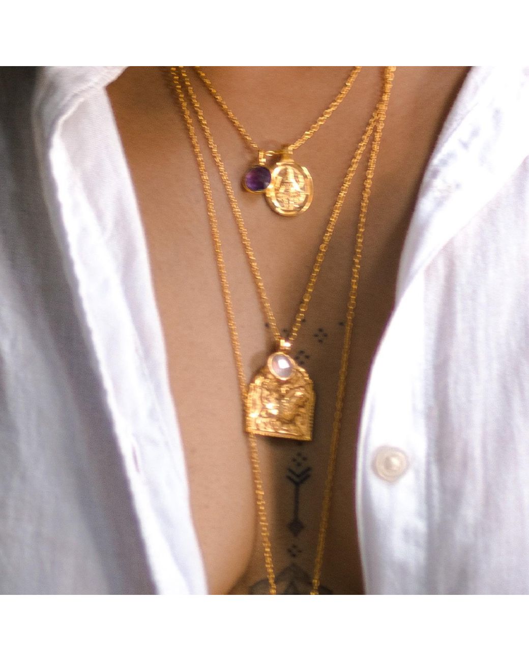 Goddess Charms White Neutrals Elemental Crystal Necklace
