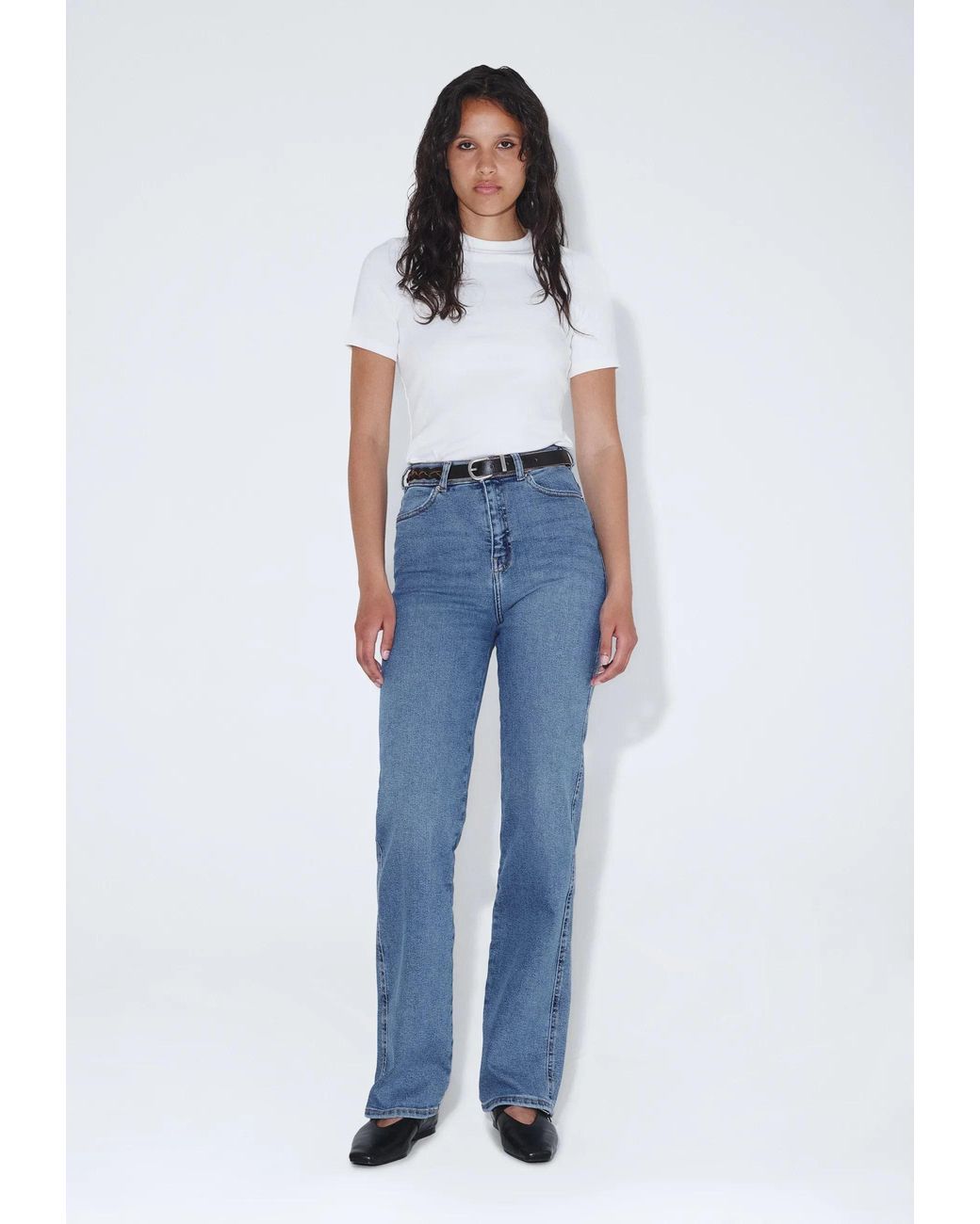 Dr. Denim Blue Moxy High Straight- Cape Sky Worn Hem