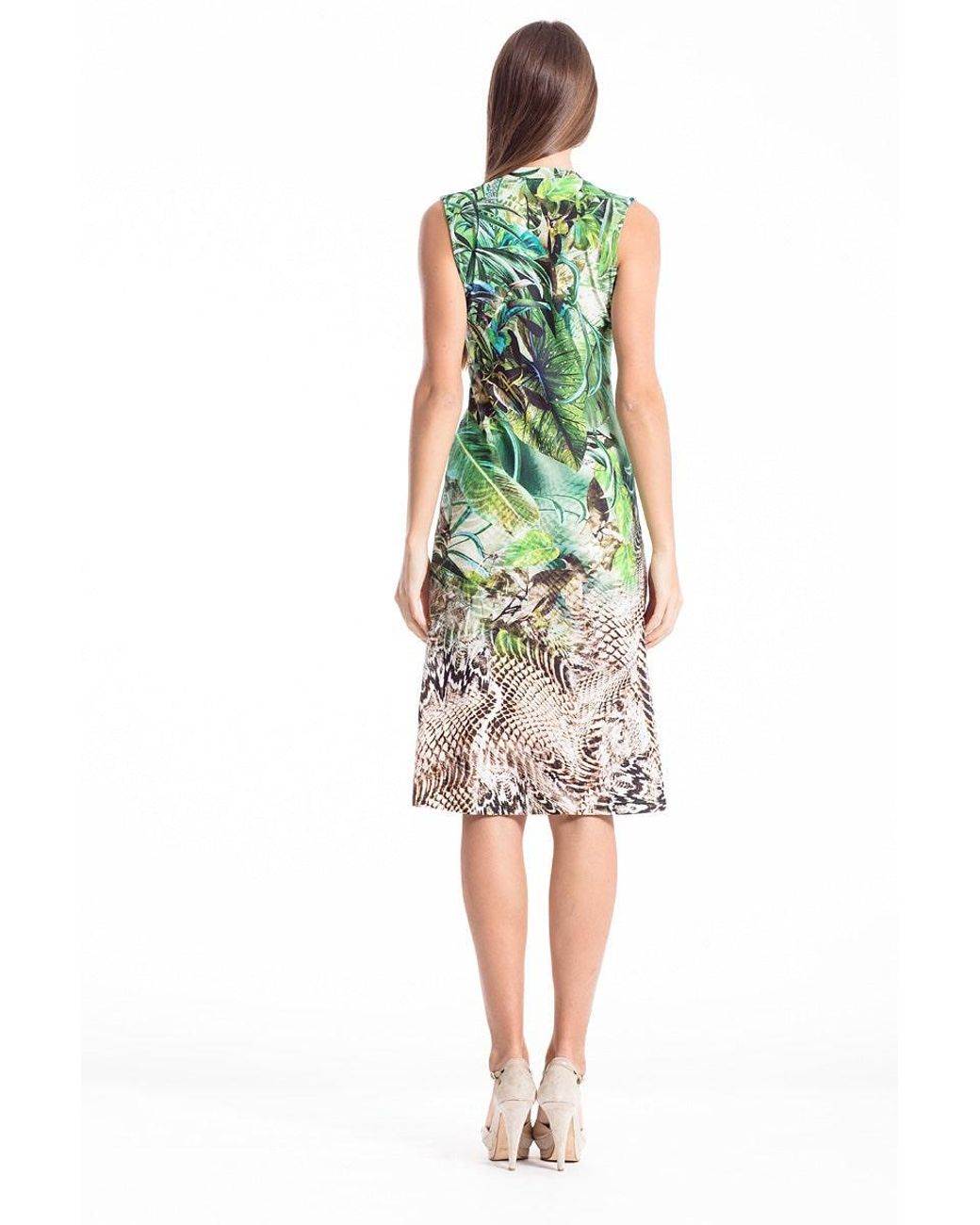 Conquista Green Safari Empire Waist Dress
