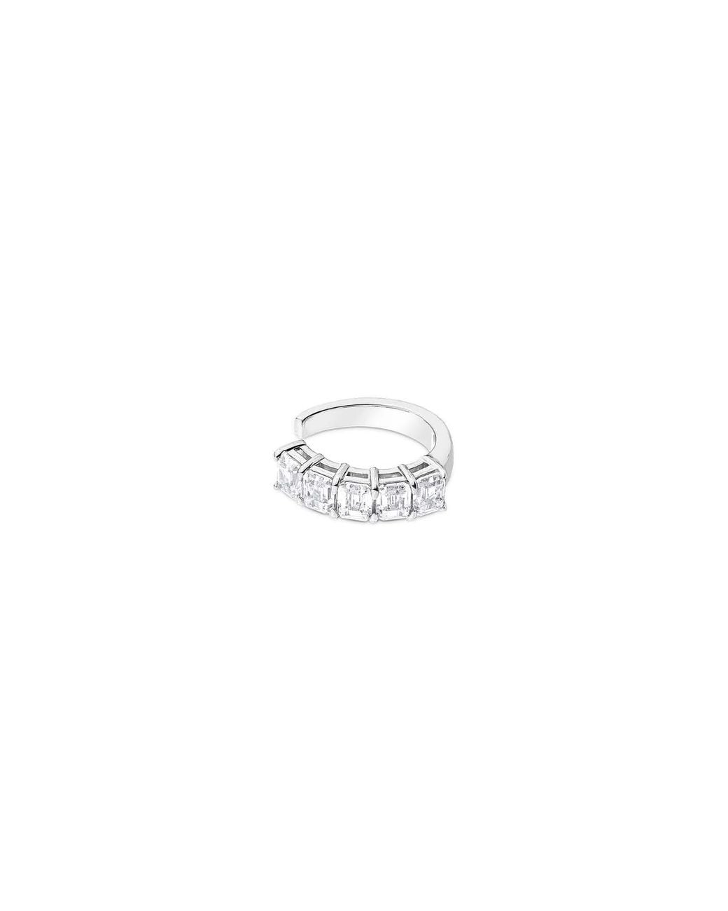 SALLY SKOUFIS White Hybrid Ear Cuff With Made Cz Diamond Stimulant