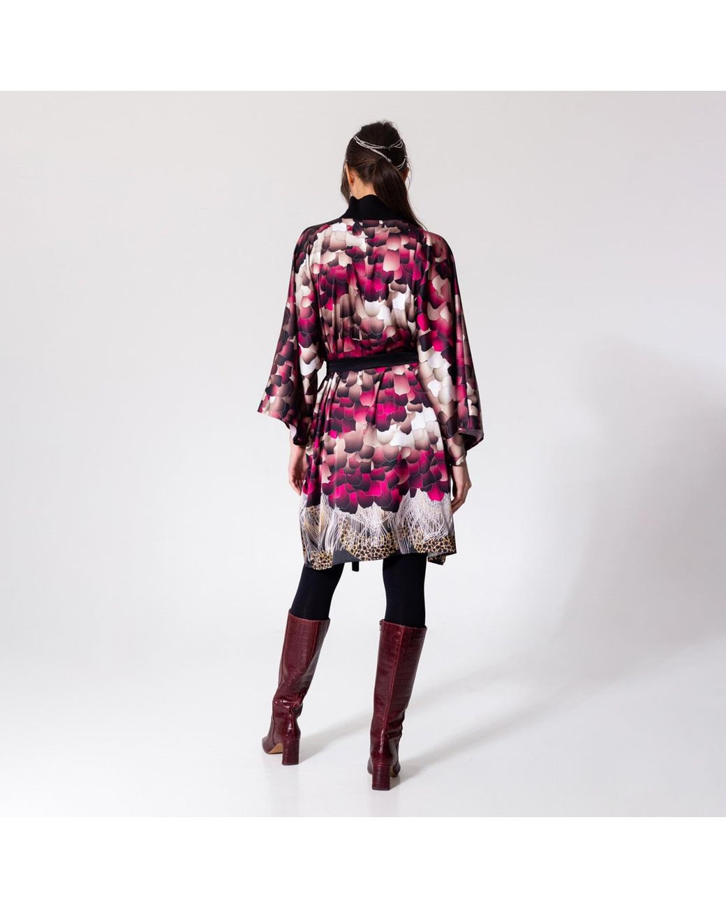 ARTISTA Red Feathers Silky Dress