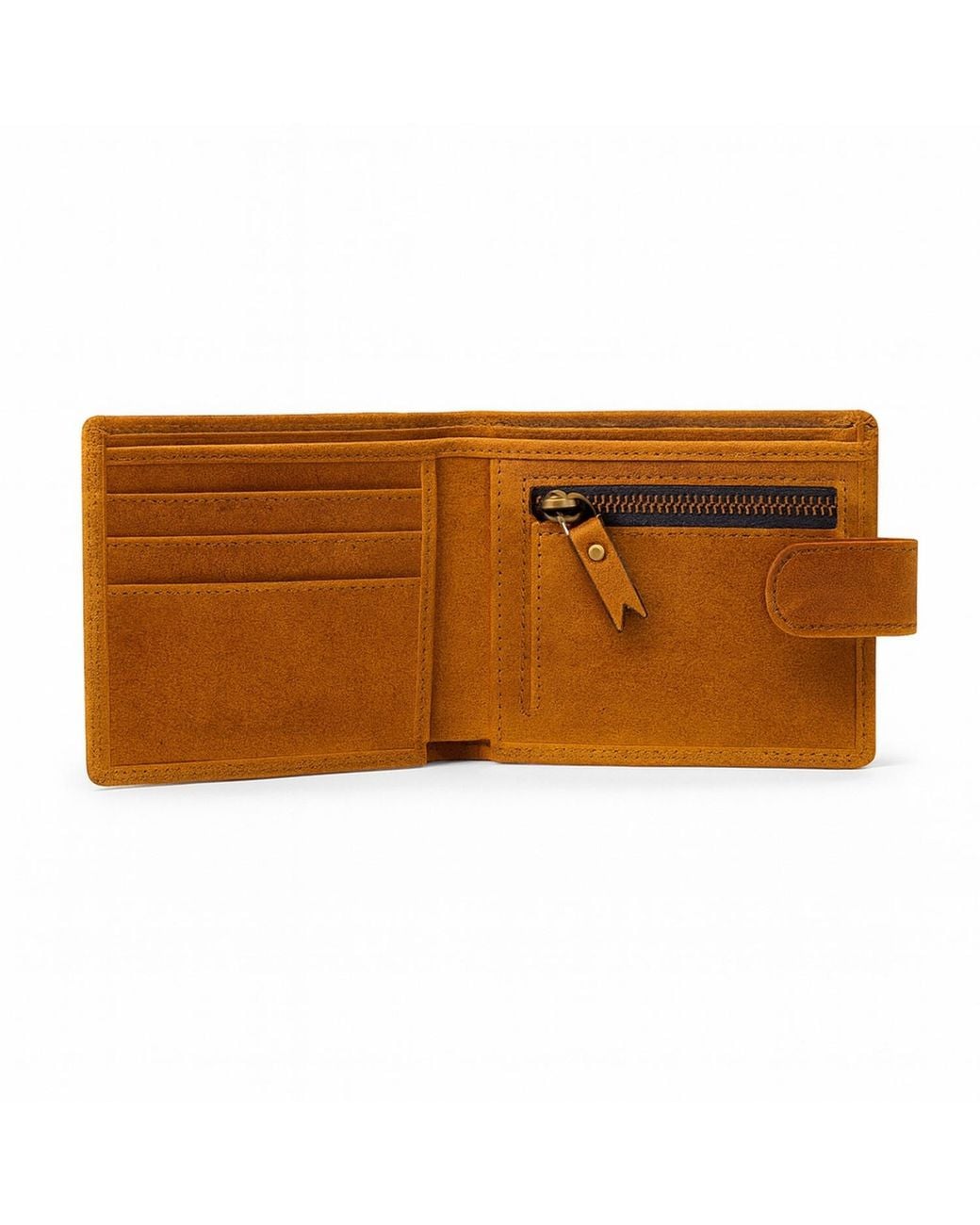 VIDA VIDA Orange Luxury Leather Zip Section Coin Wallet for men