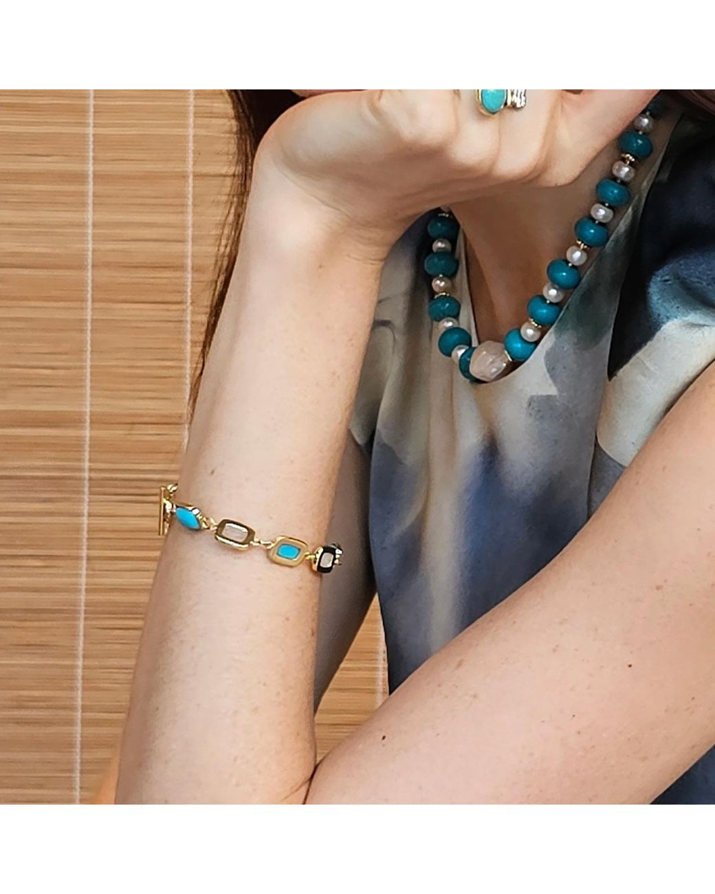 Farra Blue And Moonstone Elegance Bracelet