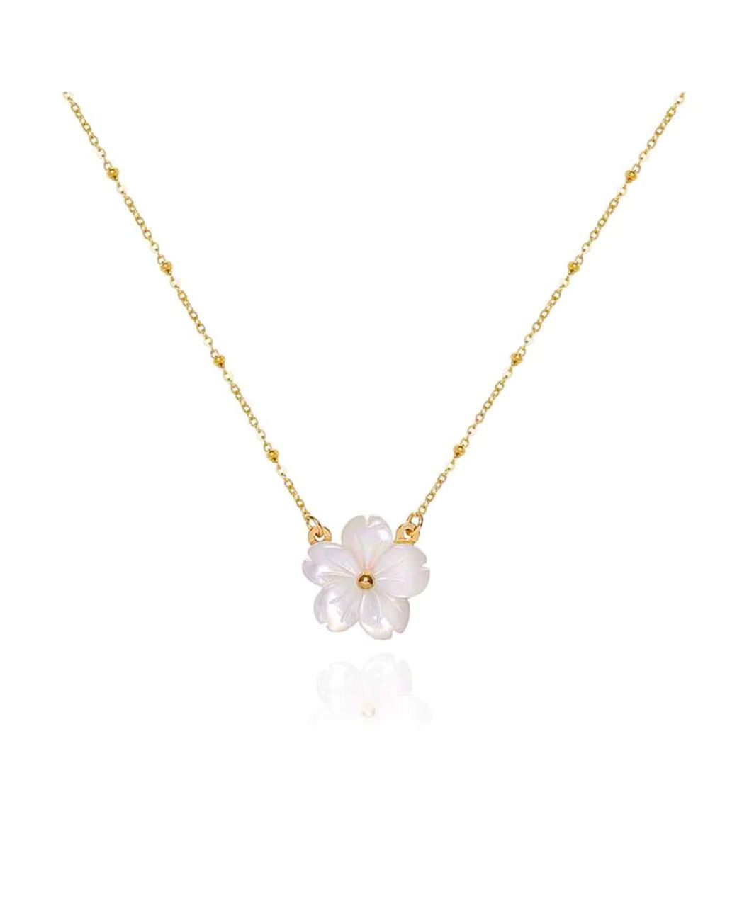 Olivia Le Metallic Flora Pearl Flower Necklace