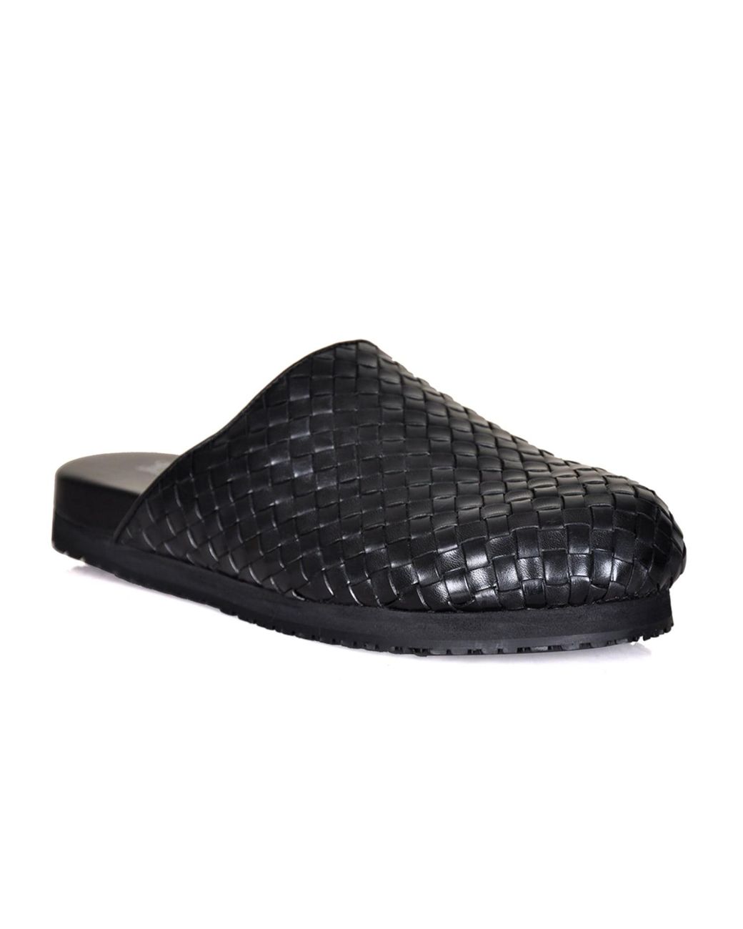 DAVID WEJ Black Lorenzo Handmade Woven Mules for men