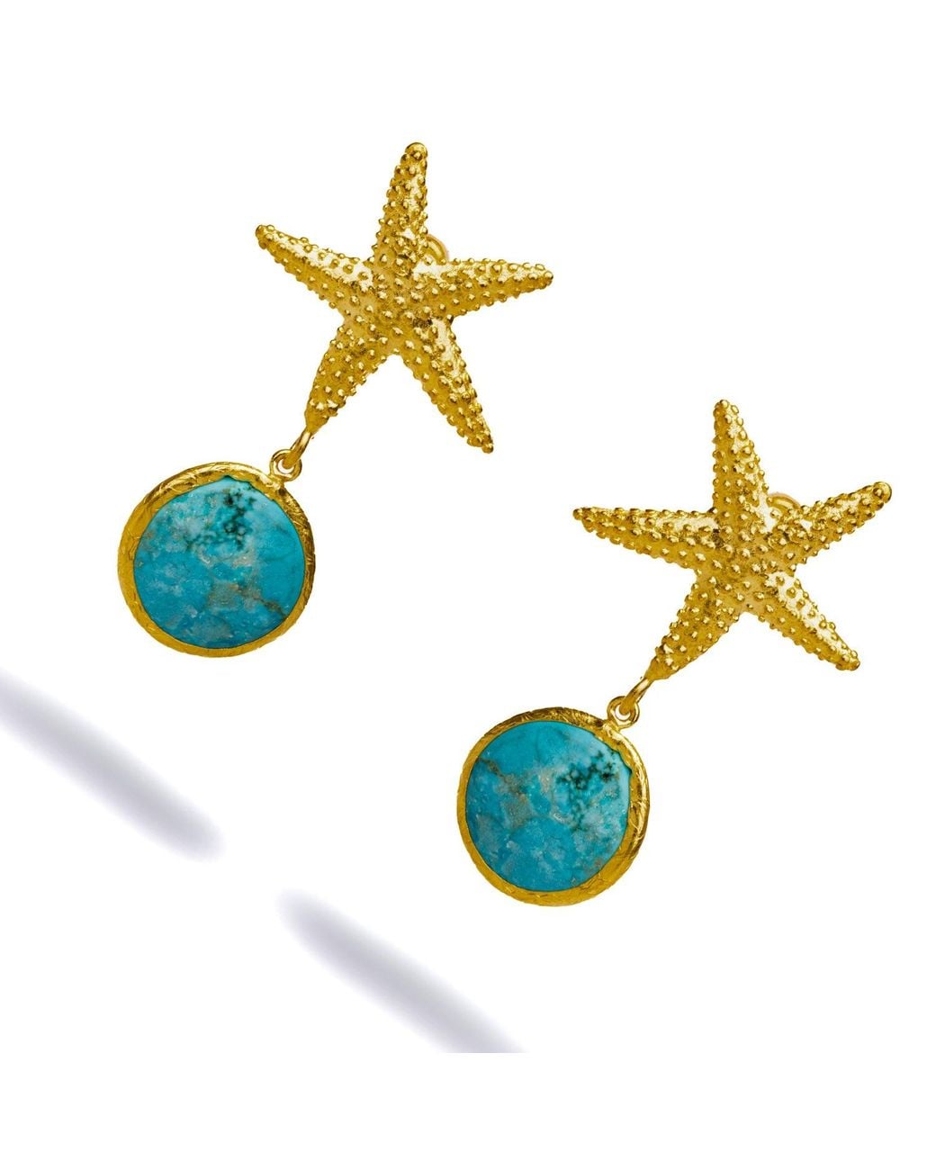 Ebru Jewelry Blue Majestic Starfish & Drop Earrings