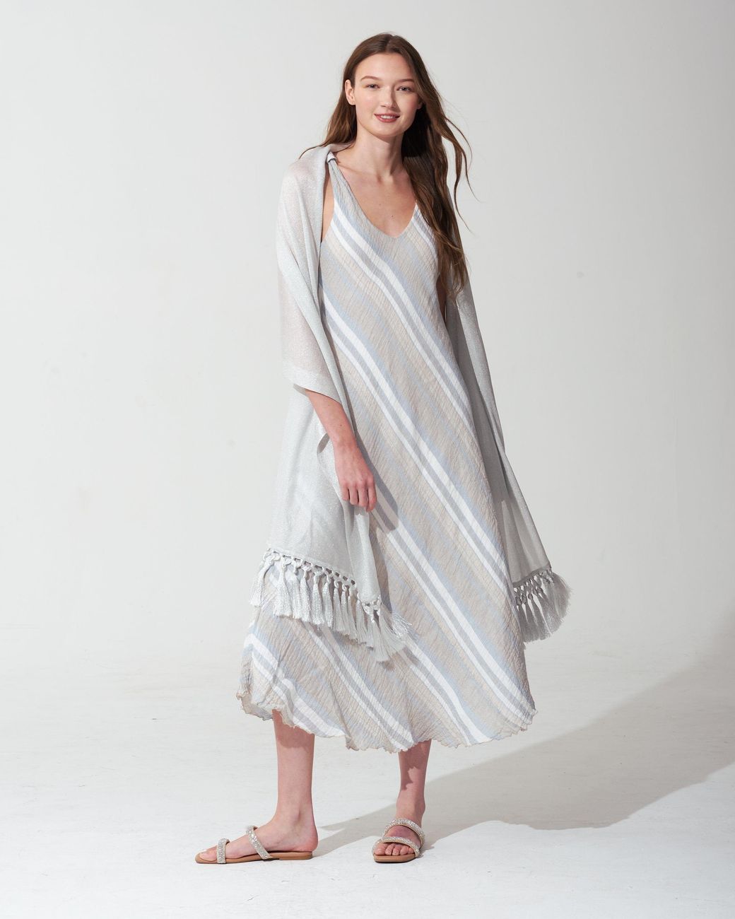 MARICEL White Rosanna Dress Soft-Waved Linen Gauze