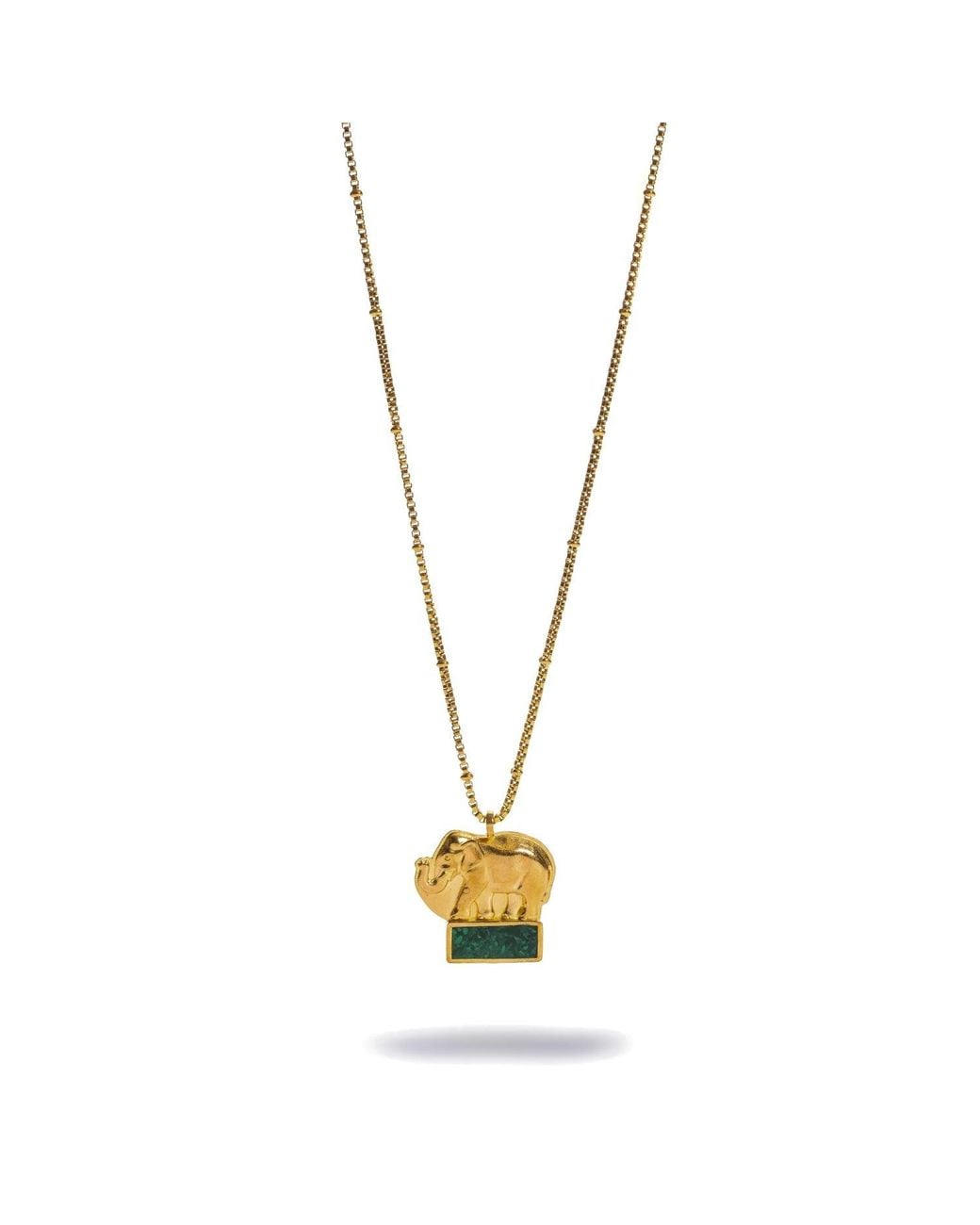 Ebru Jewelry Metallic Lucky Elephant Emerald Mosaic Pendant Necklace