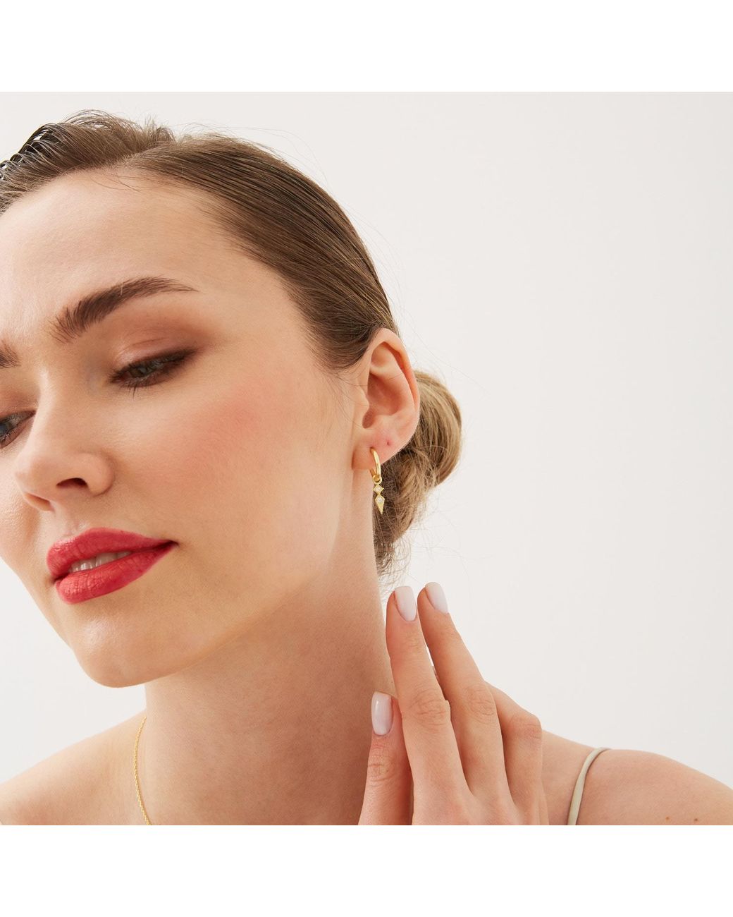 Spero London Metallic Sterling Rhombus Drop Earring