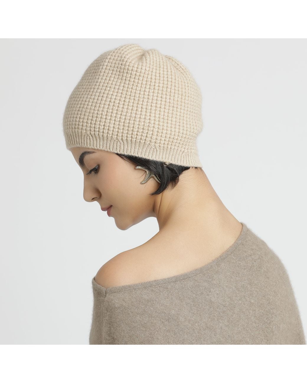 Pink Maharani Natural Knitted Winter Beanie – Ivory