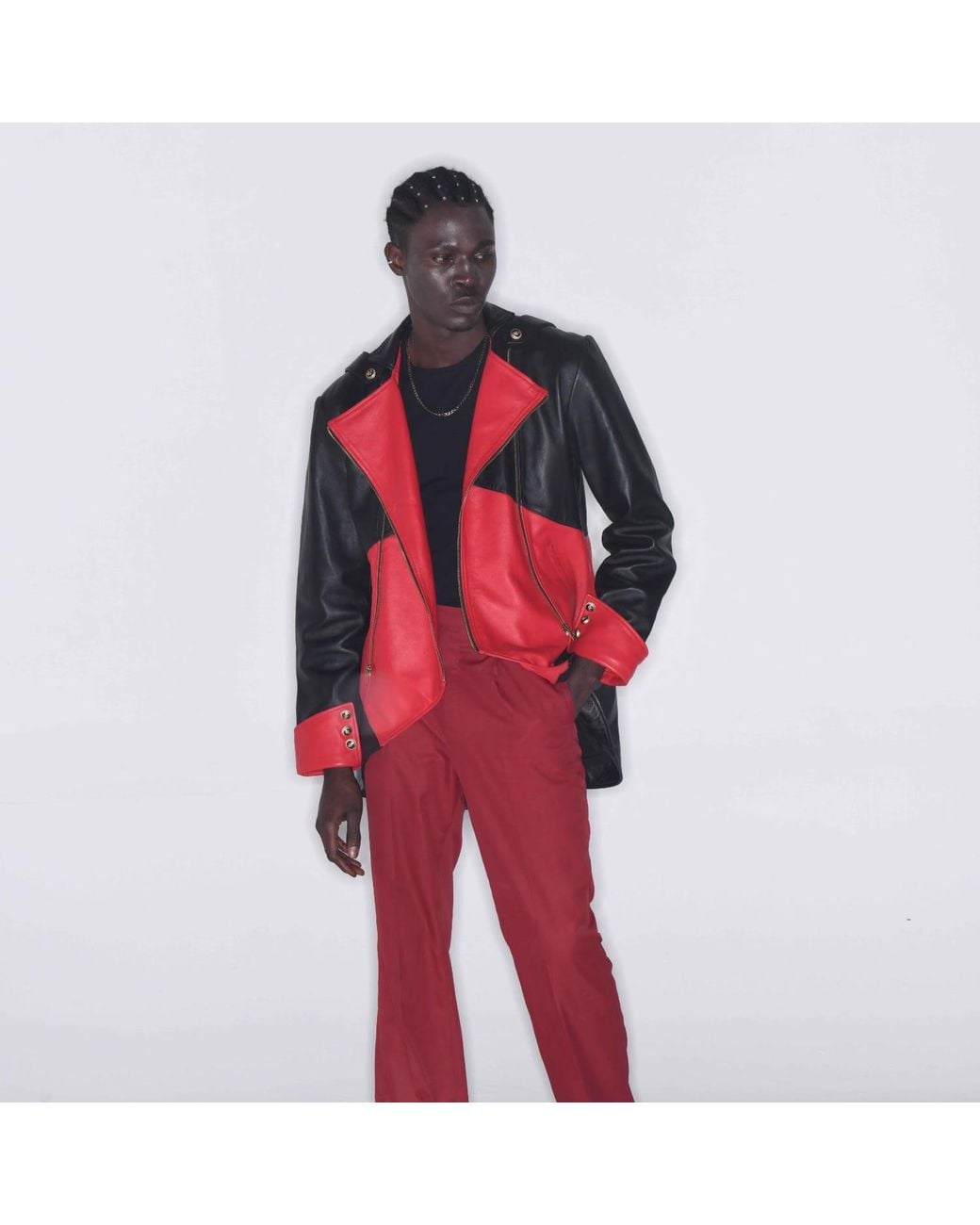 Zasta Studio Red The Gambler Long Coat Leather Jacket for men