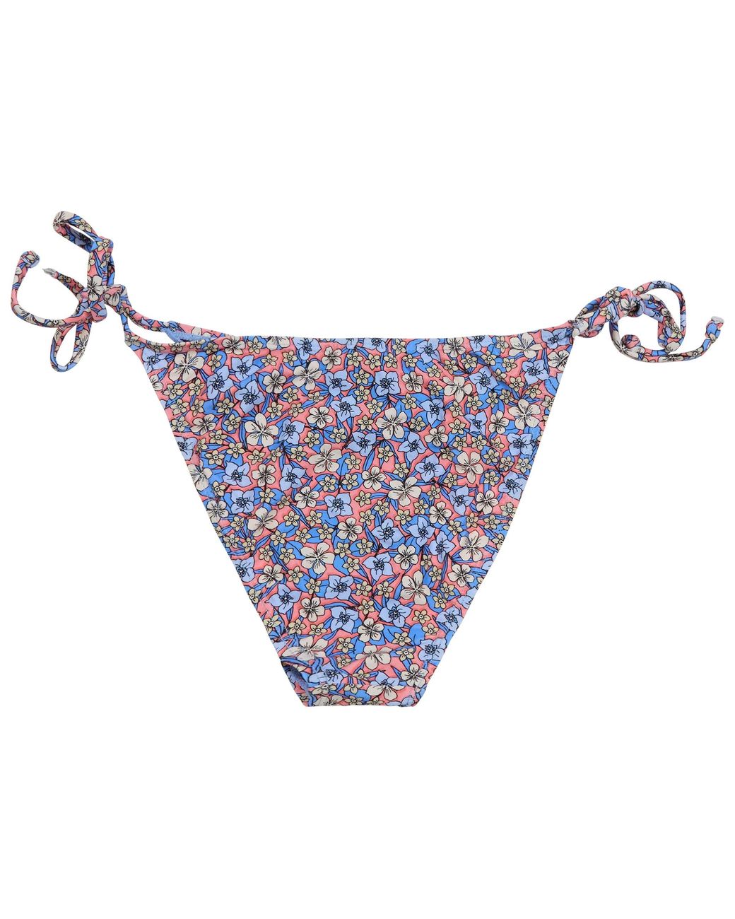 Lords of Harlech Blue Bonita Floral Field Coral Bikini Bottom