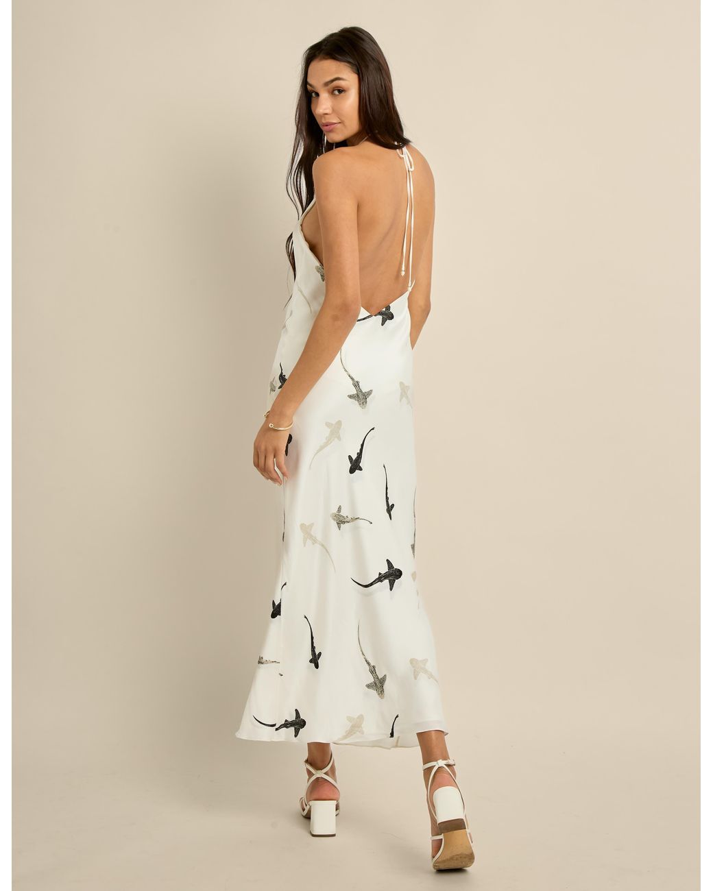Lily Rou Lily Rou Silk Mara Midi Slip Dress in Metallic | Lyst UK