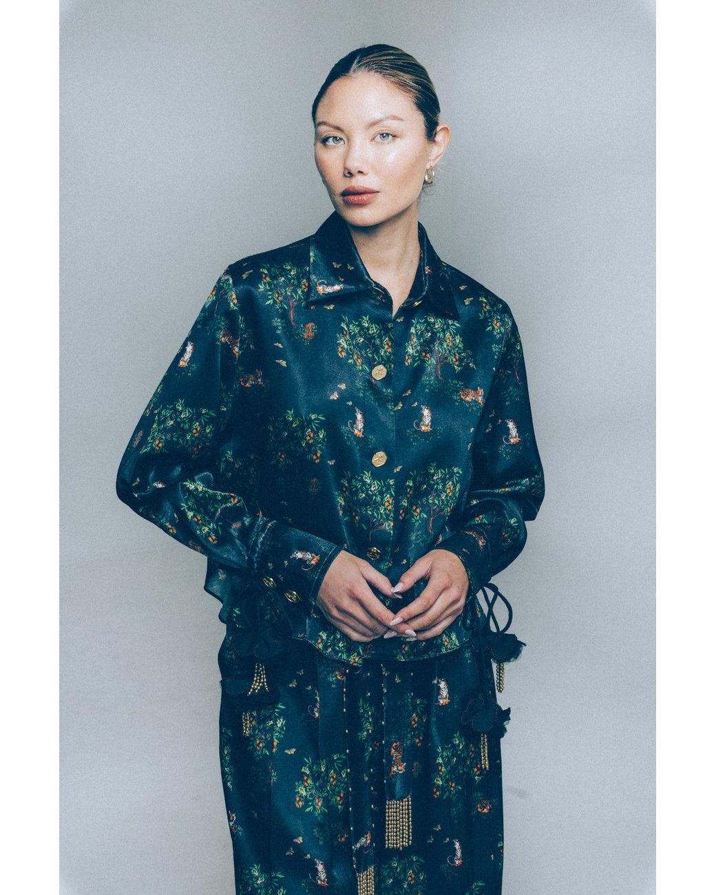 Ashaki Black Shanti Tiger Long Sleeve Shirt