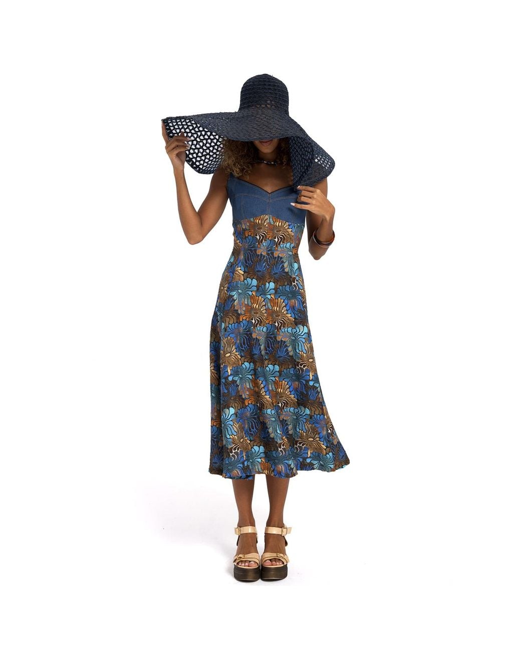 Lalipop Design Blue Midi Dress