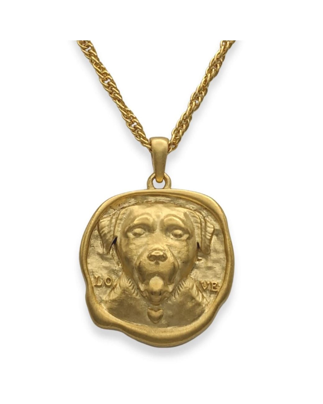 Frenvyrn Metallic Lars Reversible Dog Coin Necklace, Vermeil for men