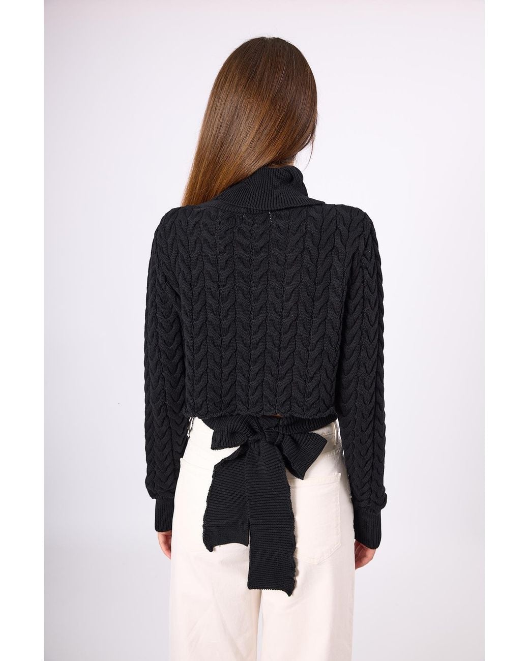 Peraluna Black Scarlett Cable Knit Crop Jumper