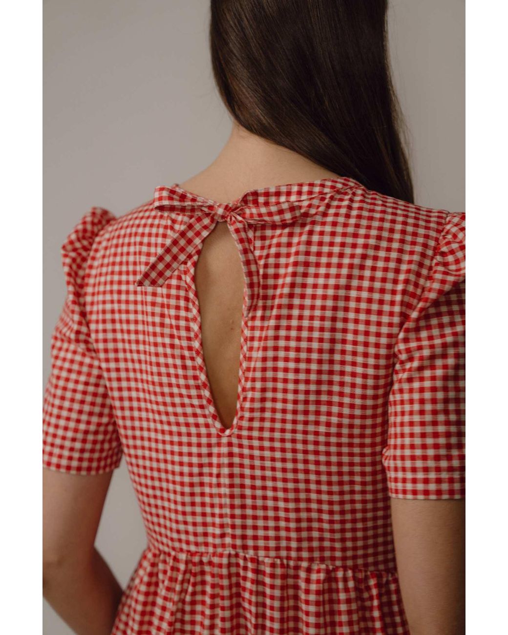BEIRA Red Flora Dress – Gingham Cotton