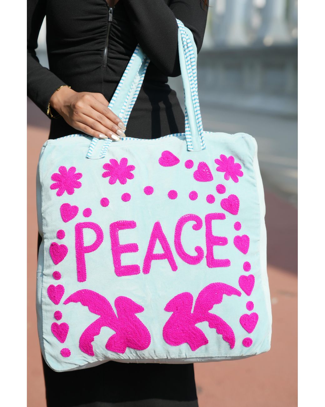 Conscious Yoga Collective Pink Peace Suzani Tote