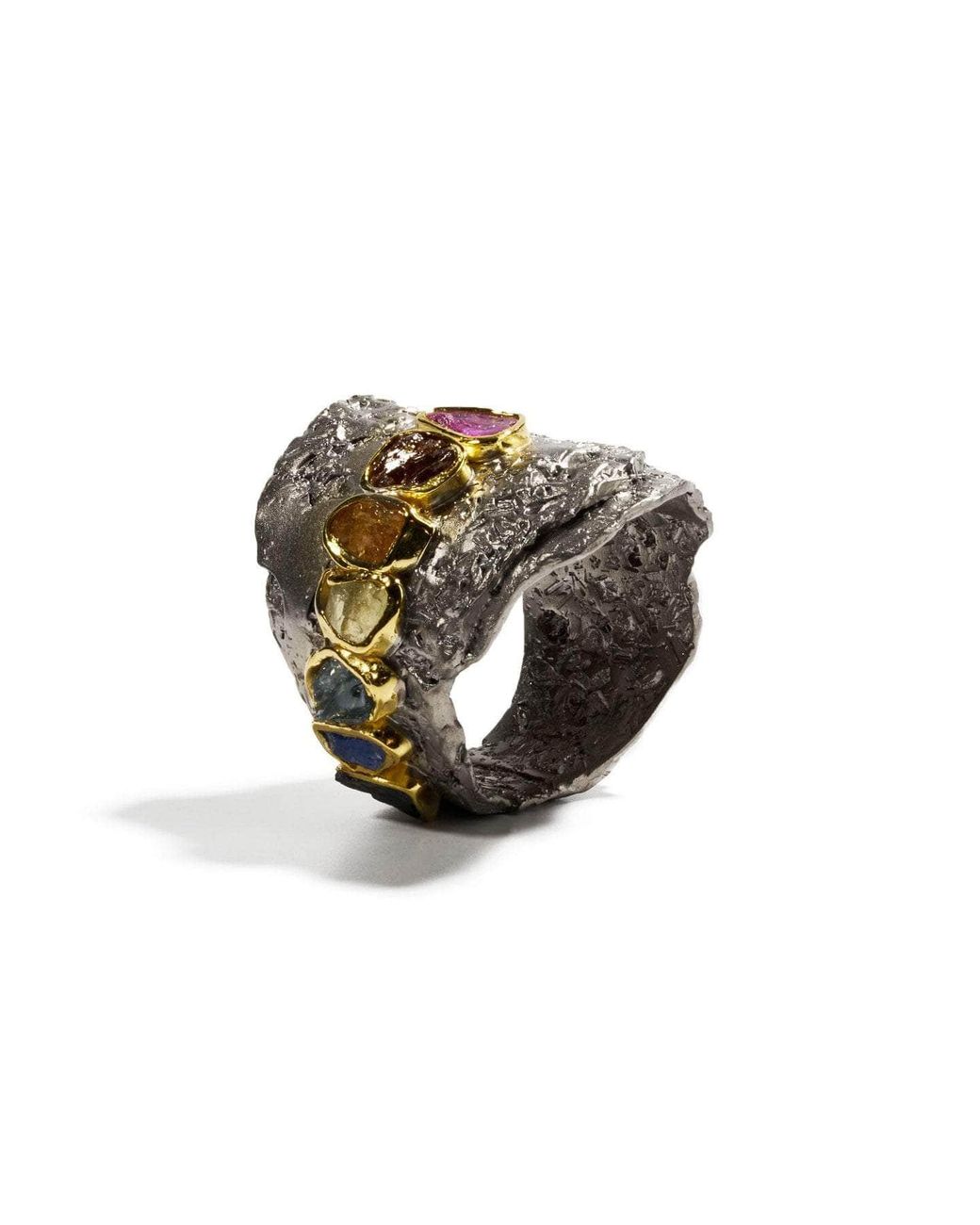 German Kabirski White Septem Sapphire & Chrysoberyl Ring