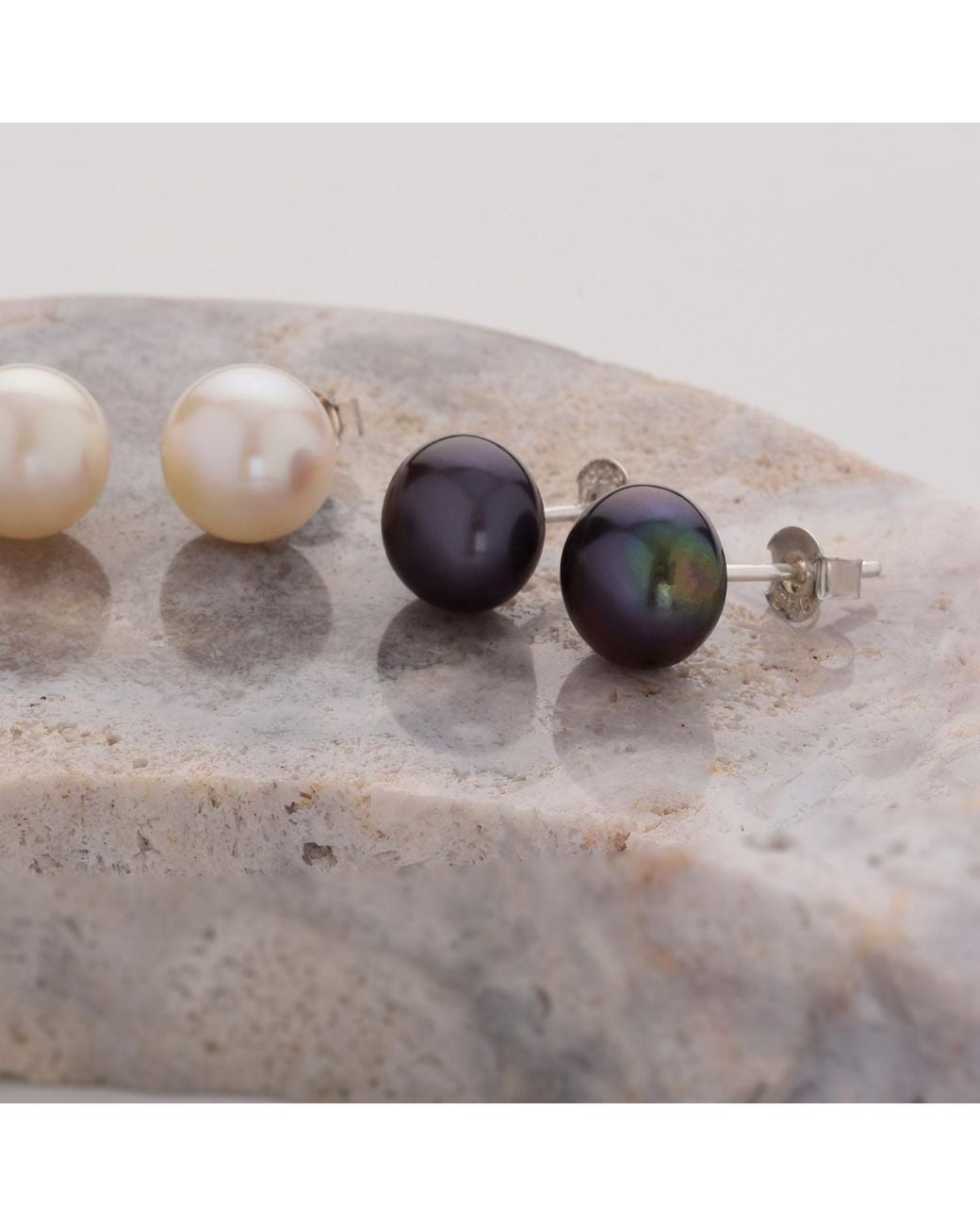 Nellou Jewellery Purple Peacock Large Pearl Button Stud Earrings