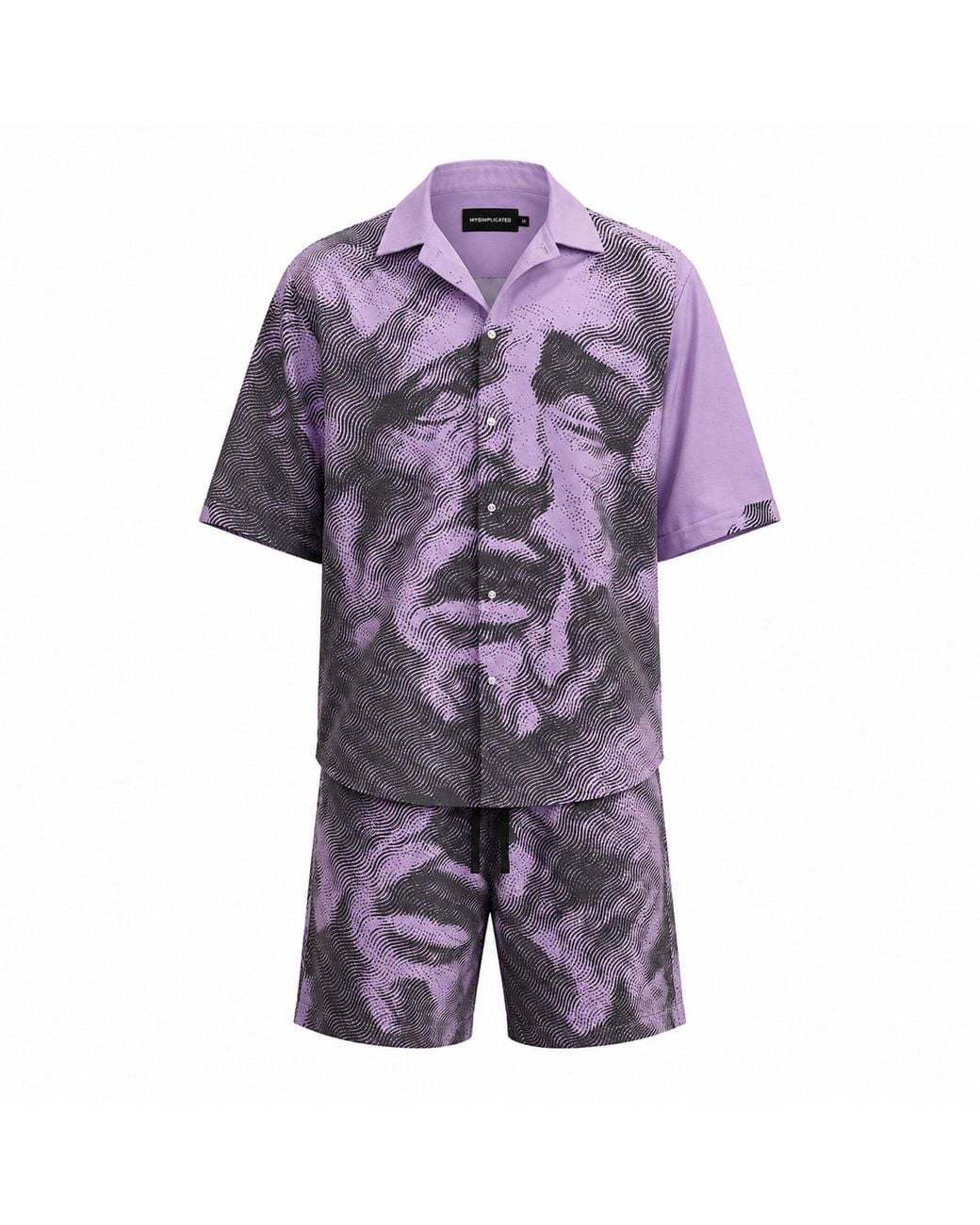 mysimplicated Purple Short Sleeve Shirt And Bermuda Set
