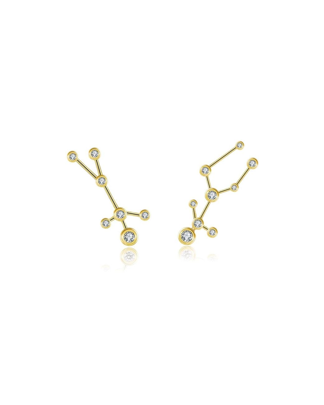 Genevieve Collection Metallic Gemini Zodiac Constellation Earing 18K & Diamond