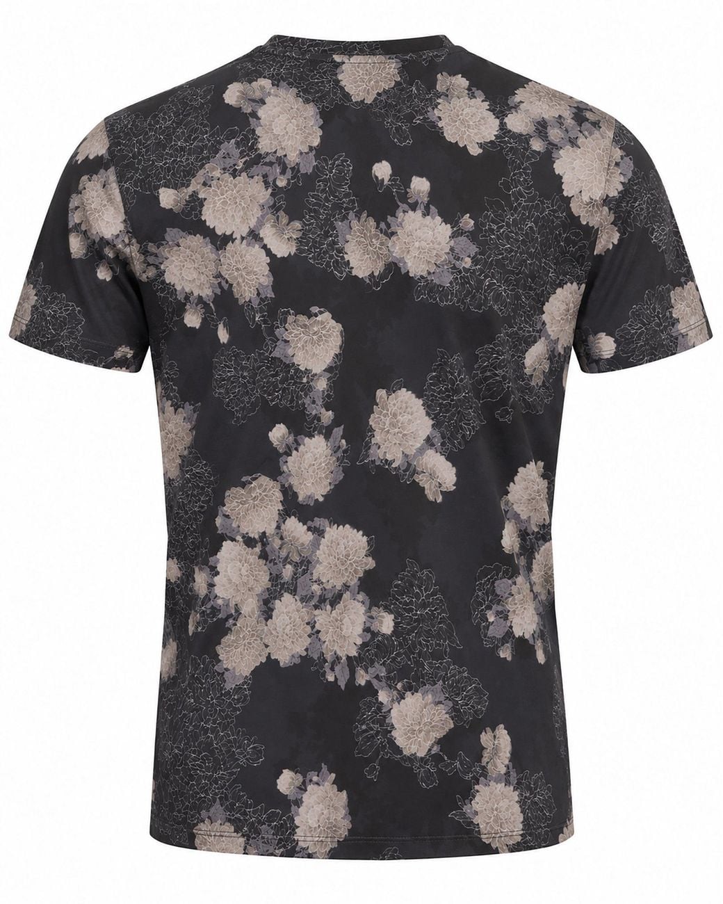 Lords of Harlech Black Maze Lans Floral Stretch Cotton V-Neck Tee for men
