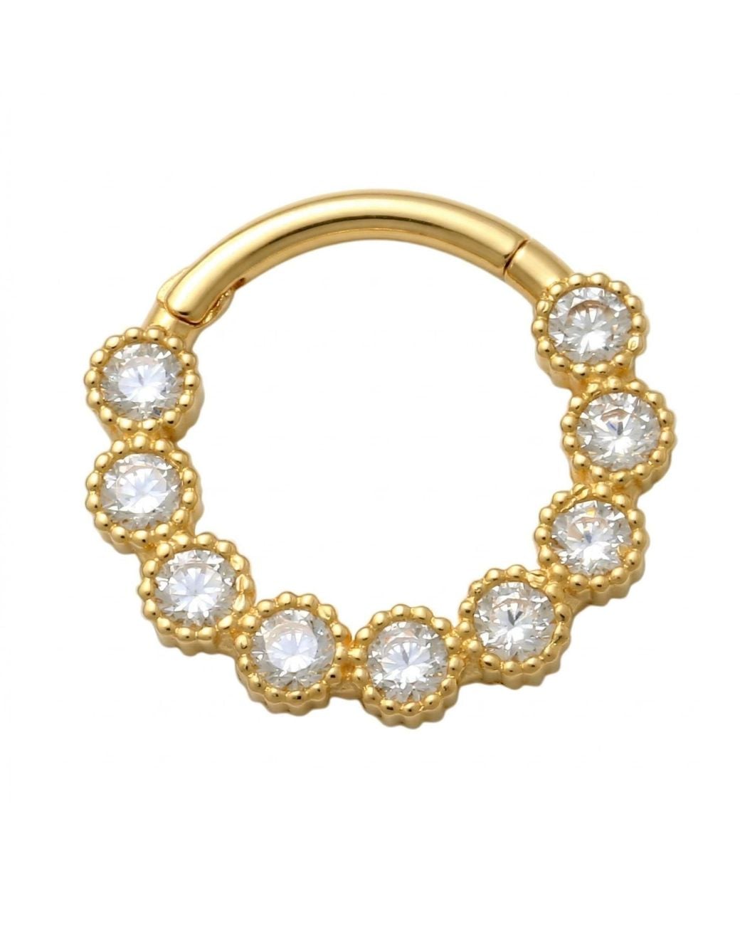 Zahav Jewelry Metallic 10K Solid Cz Clicker Hoop