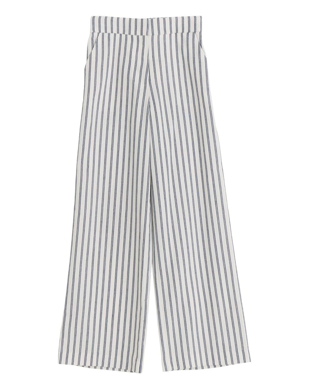 Louche White Tilde Ticking Stripe Straight Cut Trouser
