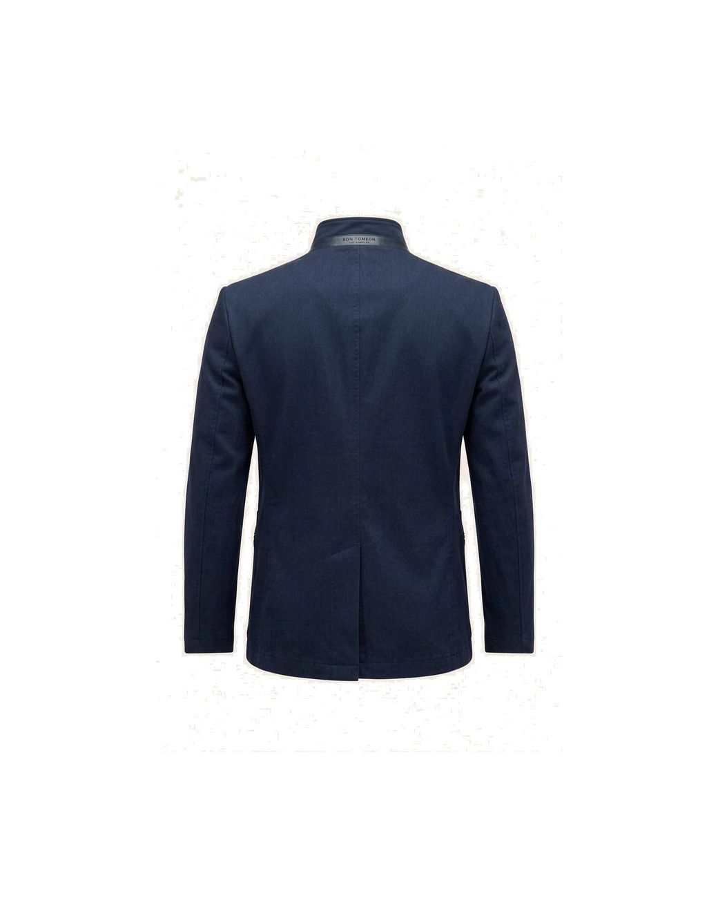 Ron Tomson Blue Stand Collar Denim Blazer for men