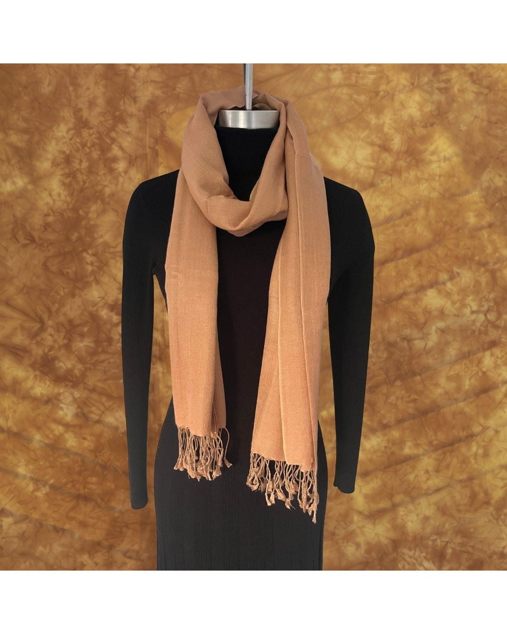 Heritagemoda Brown Neutrals Handwoven Warm Sand Cashmere Silk Scarf