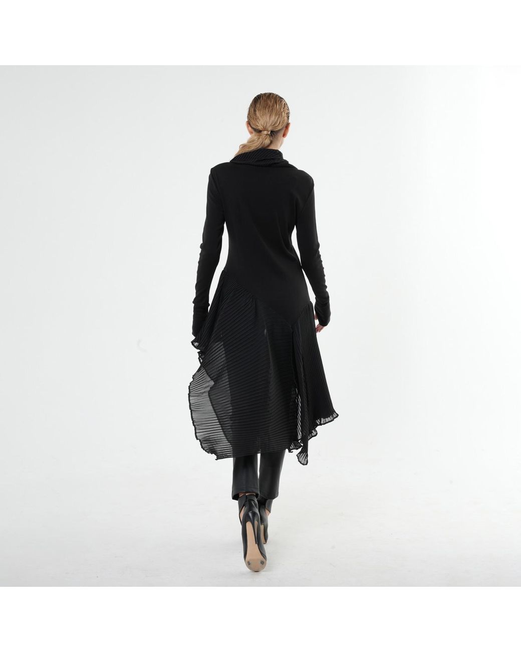 Metamorph Black Long Asymmetrical Chiffon Tunic