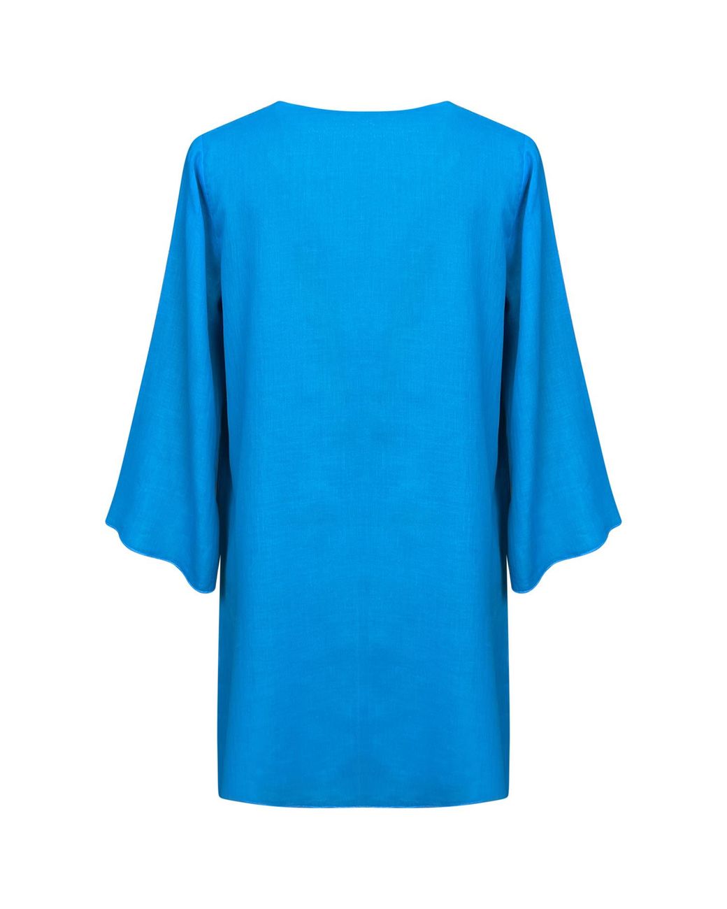 Perlavera Blue Poly- Cotton Voile Reversible Tunic With Slits
