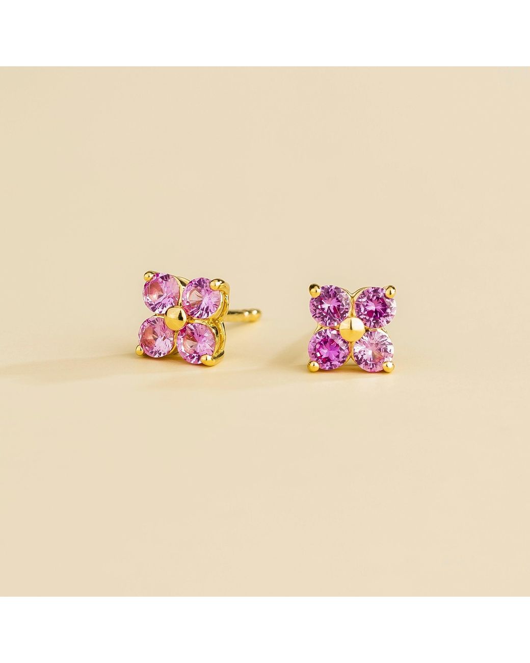 Juvetti Pink Petale Earrings Set With Sapphires