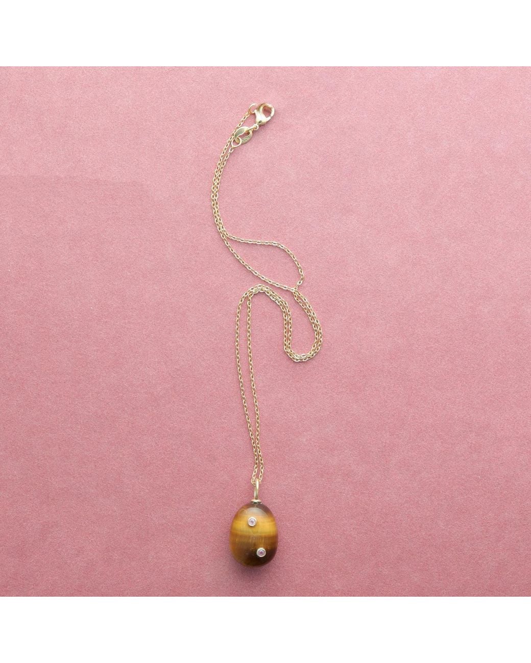 Hye Jane Jewelry Metallic Small Pietra Tigers Eye Necklace