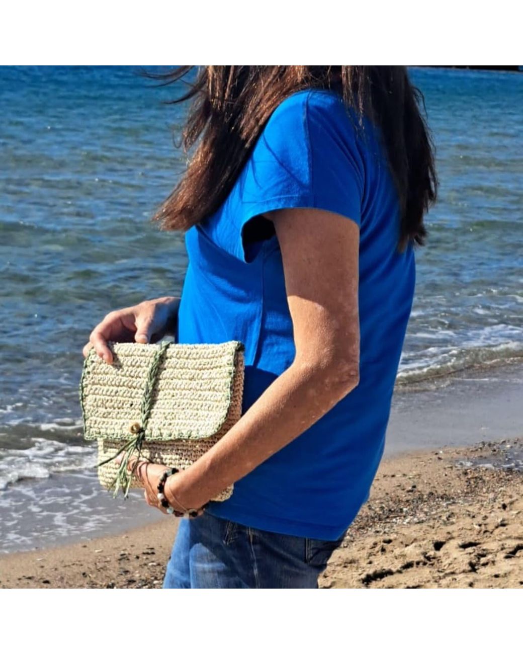 Springmoonatelier Brown Neutrals Raffia Cream Clutch Bag