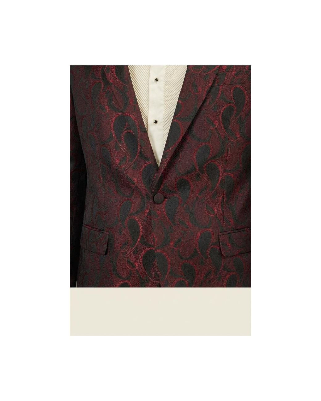 Ron Tomson Brown Peak Lapel Paisley Jacquard Tuxedo Jacket for men