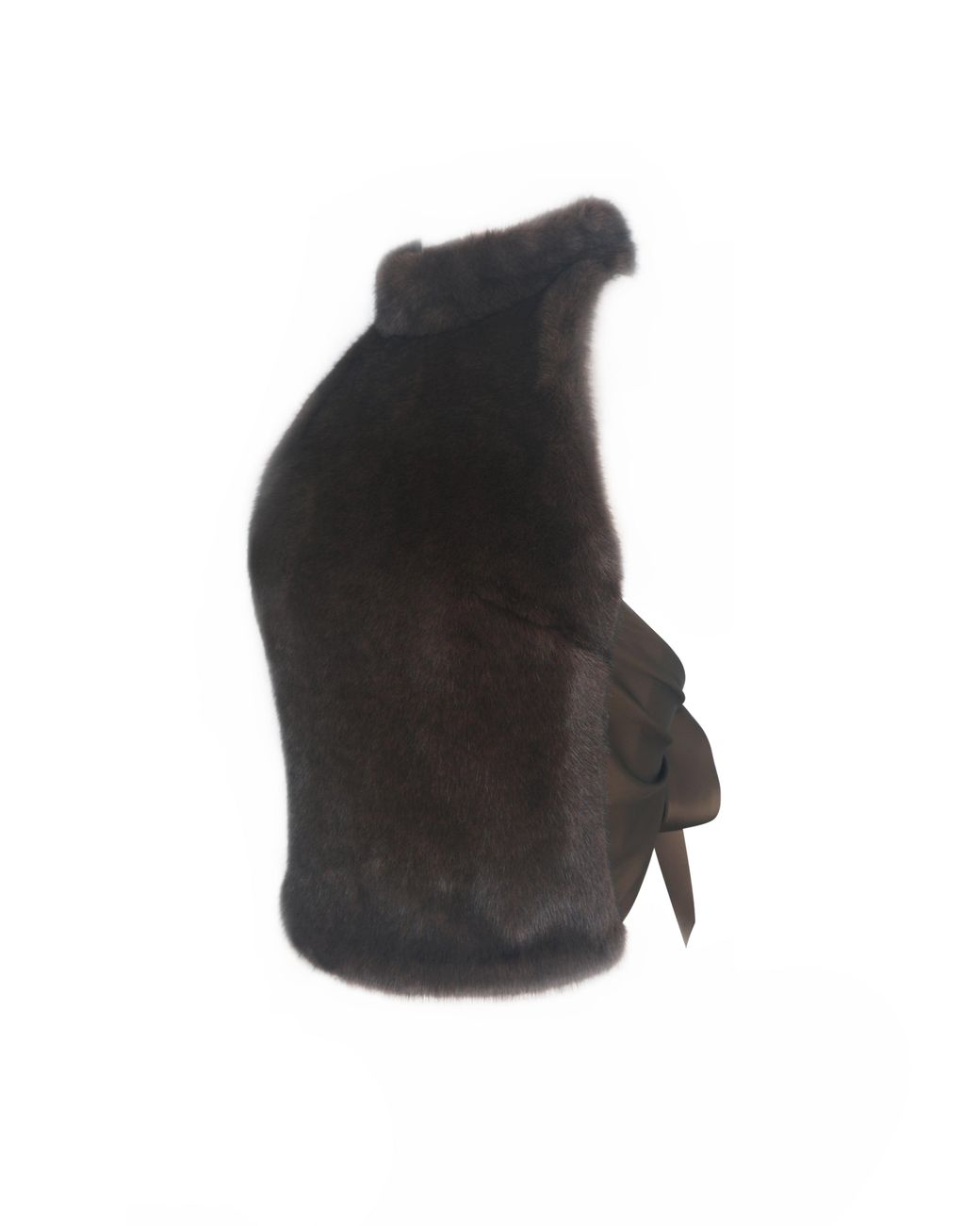 Miss Circle New York Black Xeriah Espresso Faux Mink Fur Backless Halter Top