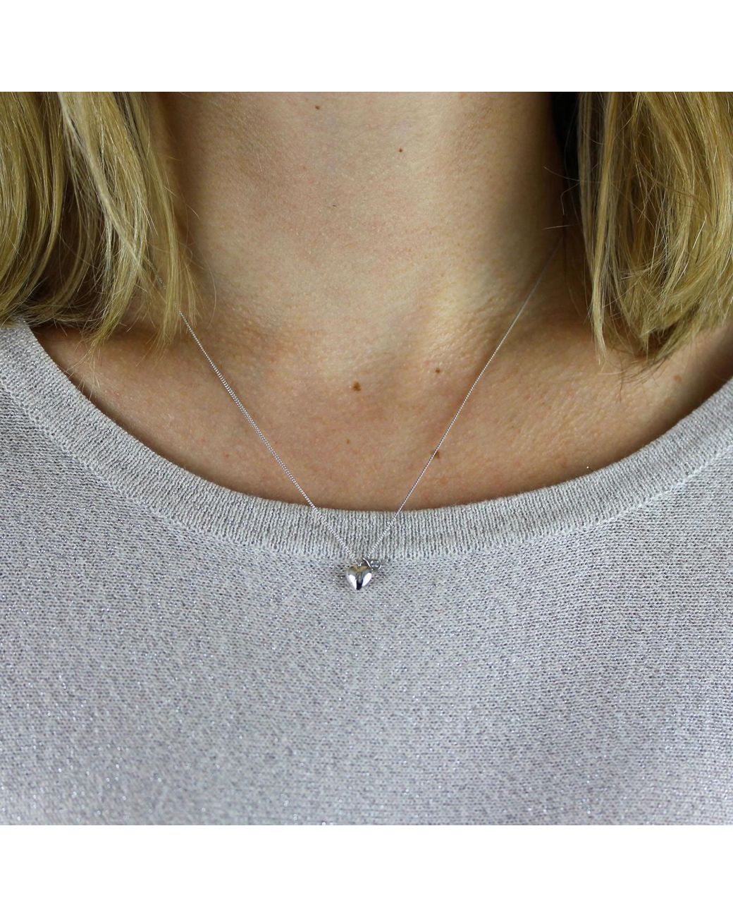 Lee Renee Metallic Heart Initial & Diamond Necklace