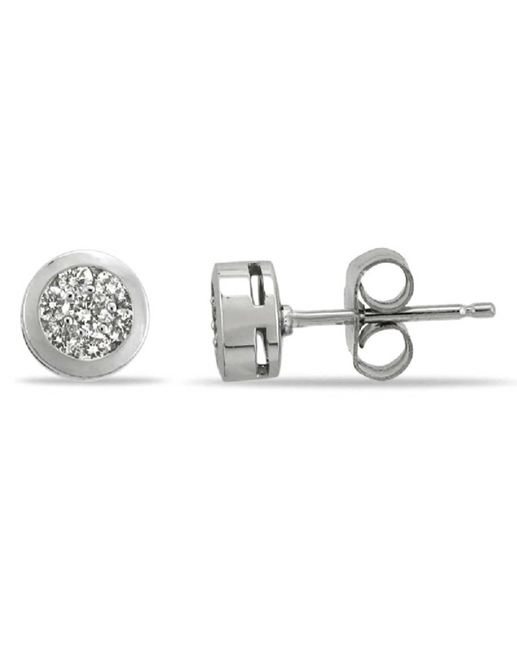 Artisan Metallic 18K Round Bezel Diamond Stud Earrings