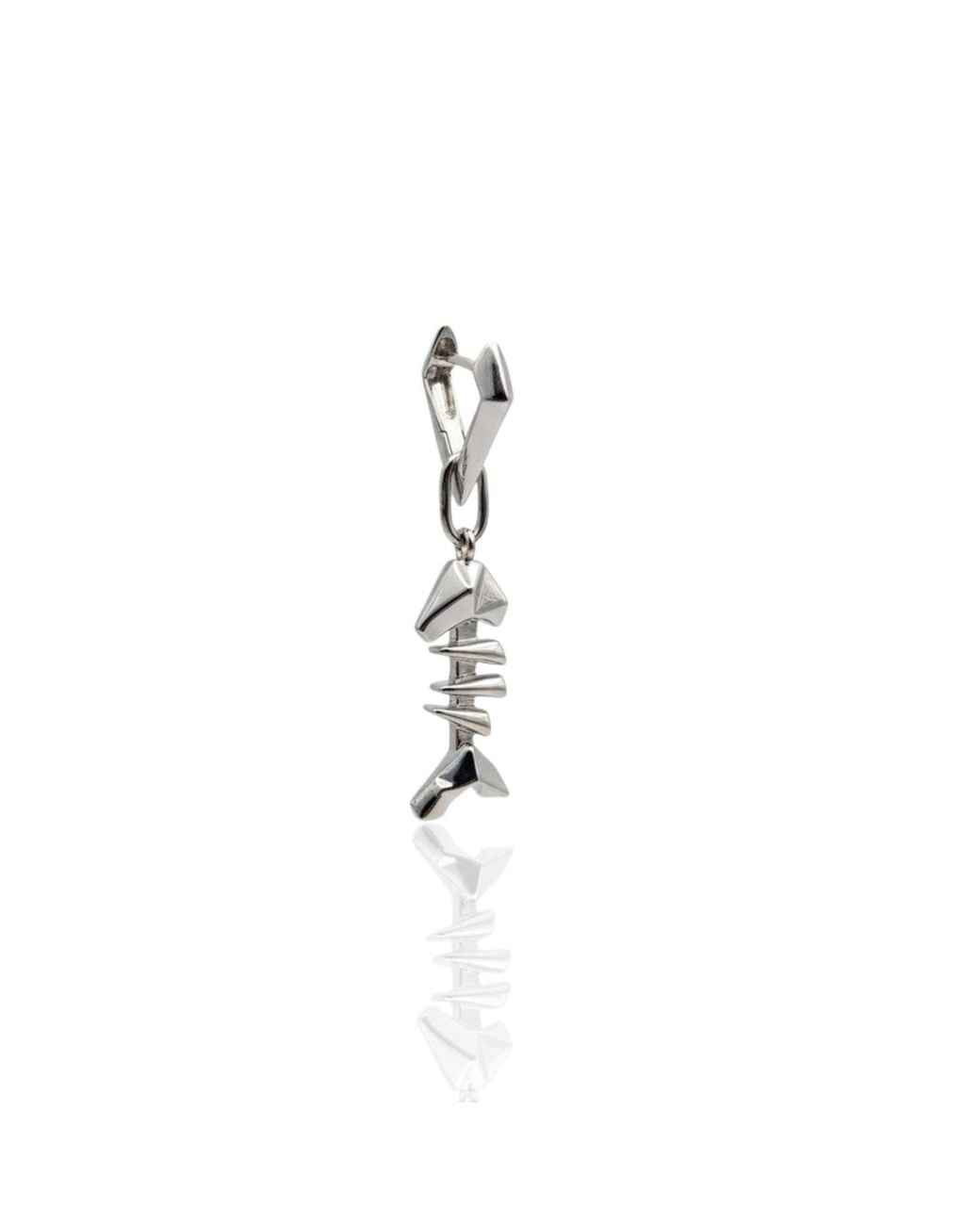 Frenvyrn Metallic Mars Sterling Reversible Fish Bone Huggie Earring Single for men