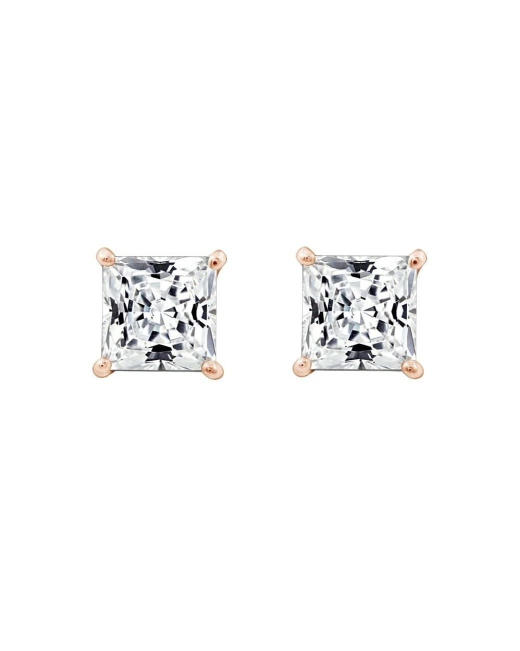 Diamonbliss White 5Mm Princess Cut Solitaire Stud Earrings